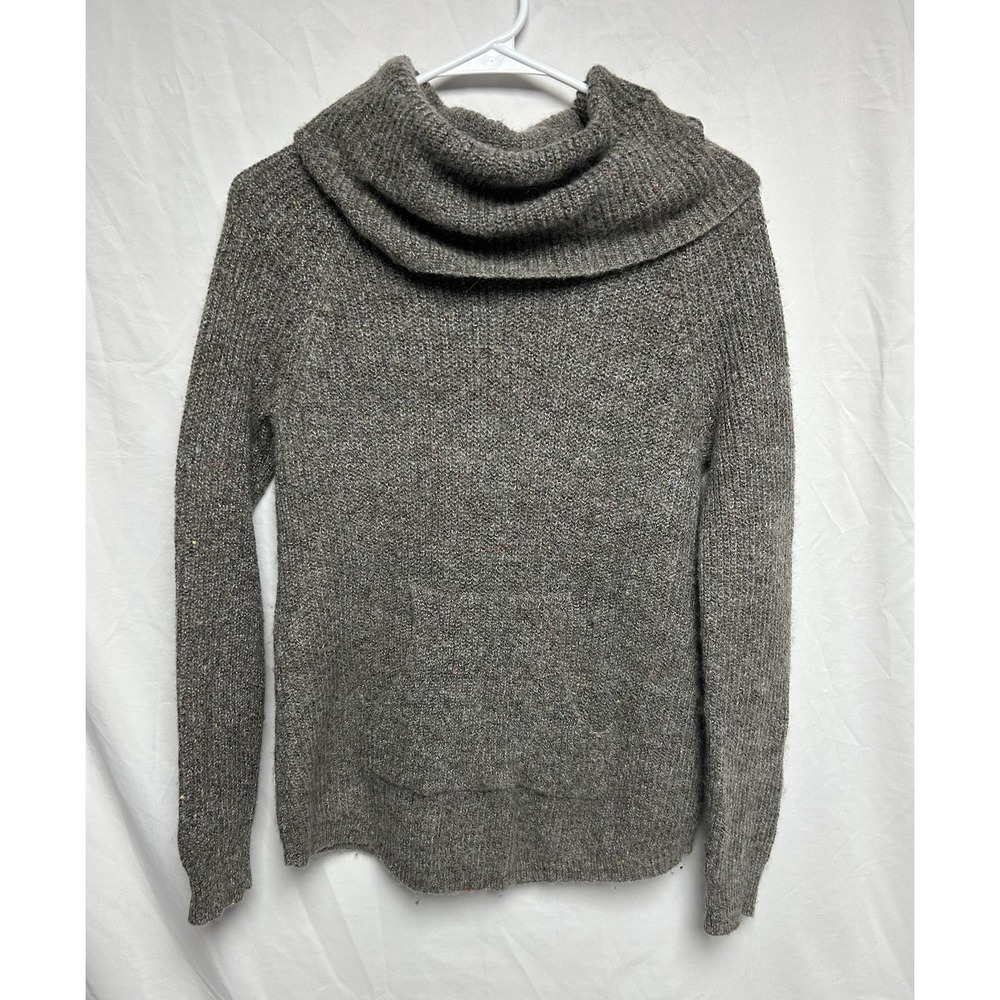 Preswick & Moore Wool Blend Cowl Neck Sweater Kangaroo Pouch Gray Heritage Sz-S